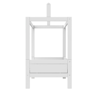 Letto a baldacchino Lifetime 90x200cm con struttura a tetto per tetto in tessuto e struttura a doghe deluxe bianca