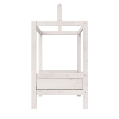 Letto a baldacchino Lifetime 90x200cm con costruzione del tetto per tetto in tessuto e cornice a doghe deluxe imbiancata