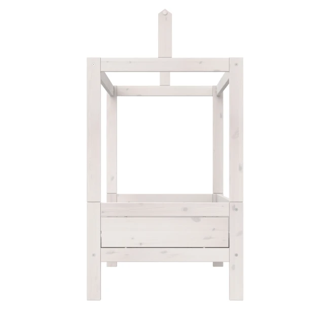 Letto a baldacchino Lifetime 90x200cm con costruzione del tetto per tetto in tessuto, con rete a rotolo premium whitewash