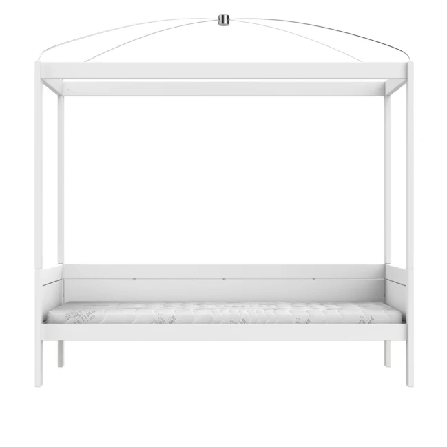 Lifetime Himmelbett mit Rollboden Weiss Lackiert