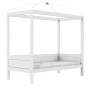 Lifetime four-poster bed with rolling floor White lacquered
