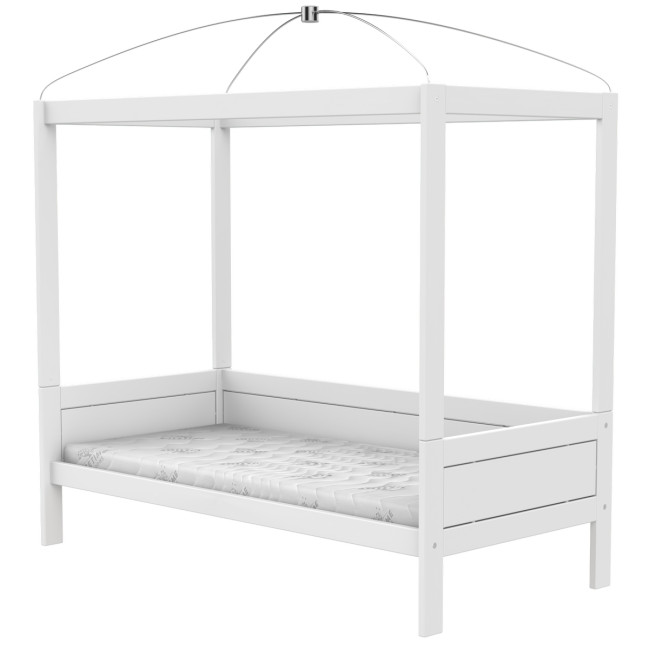 Lifetime four-poster bed with deluxe slatted frame white