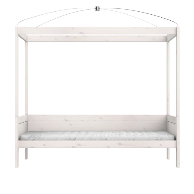 Letto a baldacchino 90 x 200 cm Lifetime con rete a rotolo premium whitewash