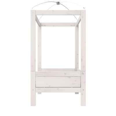 Lifetime four-poster bed 90 x 200 cm with premium rollaway base whitewash