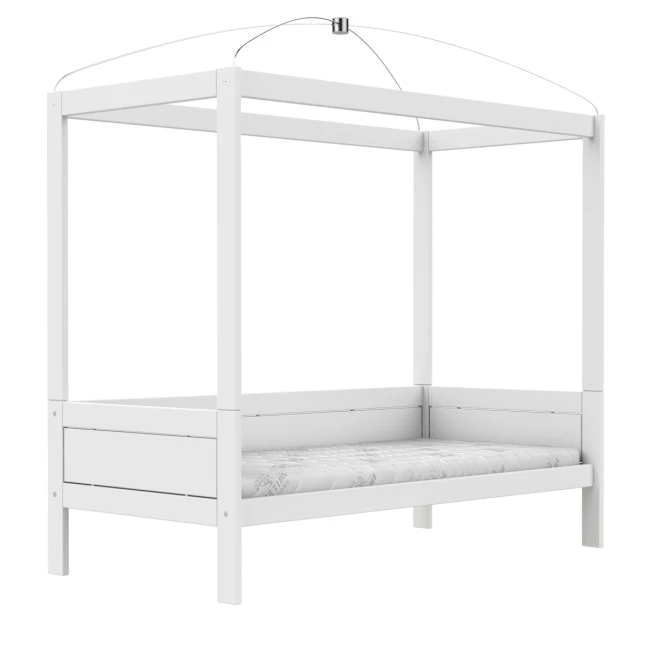 Letto a baldacchino 90 x 200 cm Lifetime con rete a rotolo premium bianco