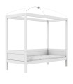 Lifetime four-poster bed 90 x 200 cm with premium rollaway base white