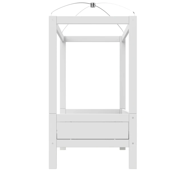 Lifetime four-poster bed 90 x 200 cm with premium rollaway base white