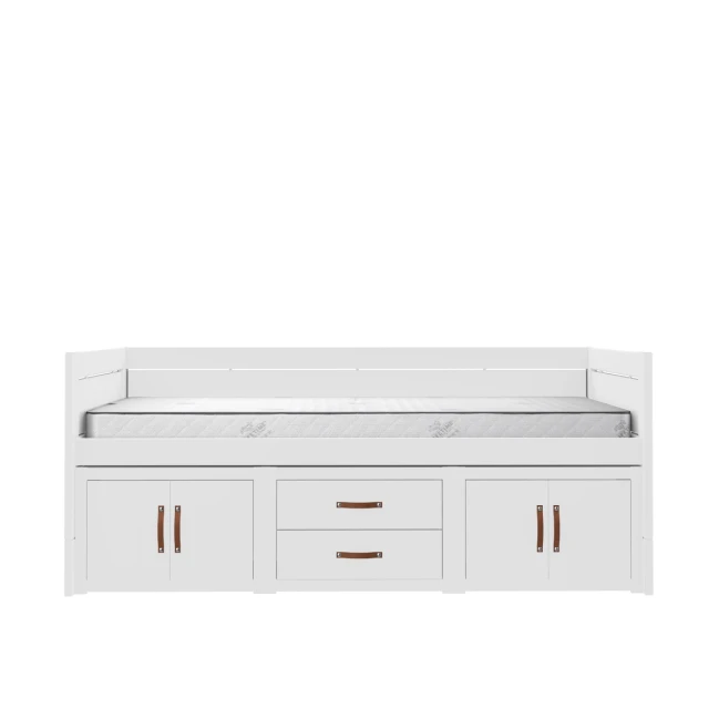 Lifetime Lit superposé 90 x 200 cm avec sommier roulant premium, blanc