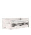 Lifetime Loft Bed 90x200 with Shelf and Storage Drawer, Standard Slatted Frame in Whitewash
