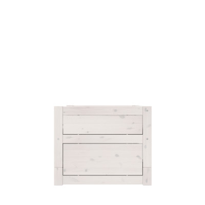 Lifetime Loft Bed 90x200 with Shelf and Storage Drawer, Standard Slatted Frame in Whitewash