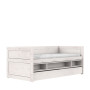 Lit de couchage Lifetime 90x200 avec étagère et tiroir de rangement, sommier à lattes Deluxe en whitewash