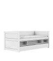 Lit de couchage Lifetime 90x200 avec étagère et tiroir de rangement, sommier à lattes Deluxe en blanc