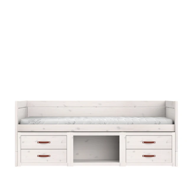 Lifetime Kojenbett mit Regalen und Schubladen, Lattenrost Standard whitewash