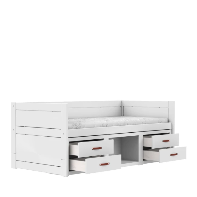Lifetime Cabin Bed with Shelves and Drawers, Standard Slatted Bed Base in White