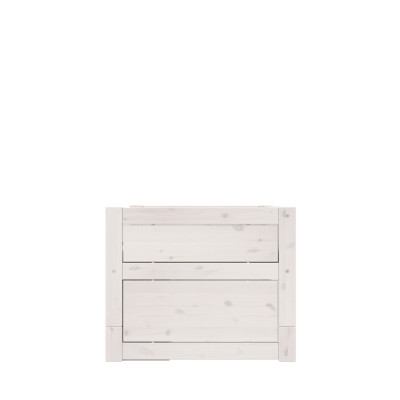 Lit mezzanine Lifetime avec étagères et tiroirs, sommier Premium whitewash