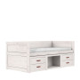 Lit mezzanine Lifetime avec étagères et tiroirs, sommier Premium whitewash