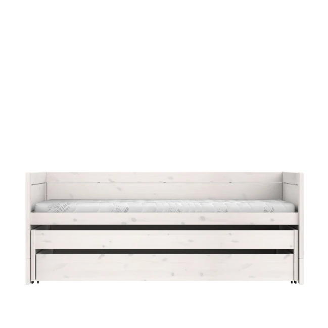 Lifetime bunk bed with guest bed, bed box and deluxe slatted frame whitewash