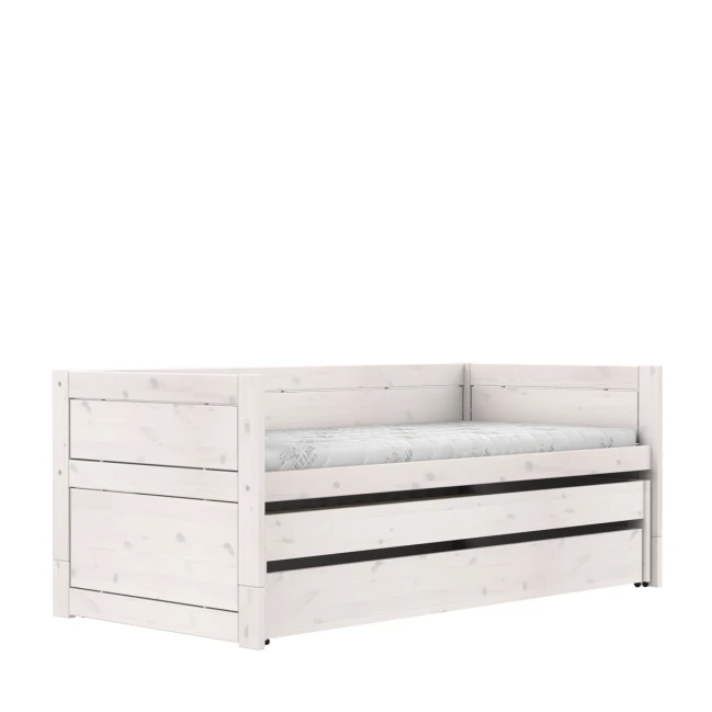 Lifetime bunk bed with guest bed, bed box and deluxe slatted frame whitewash