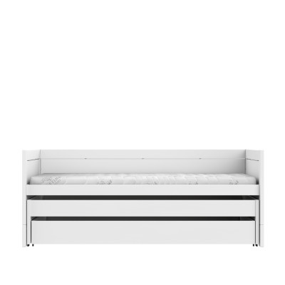 Letto a castello Lifetime 90x200 con letto per gli ospiti e cassetto, struttura a doghe deluxe in bianco