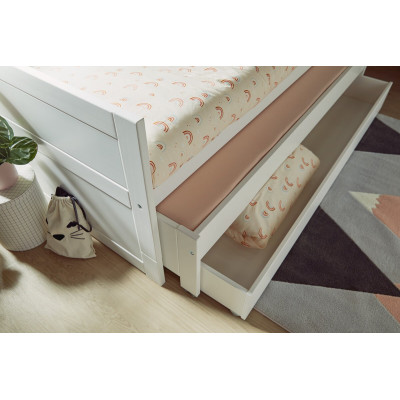 Lifetime Lit superposé avec lit d'appoint et tiroir, sommier premium en blanc