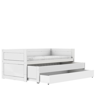 Lifetime Lit superposé avec lit d'appoint et tiroir, sommier premium en blanc