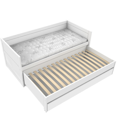 Lifetime Lit superposé avec lit d'appoint et tiroir, sommier premium en blanc