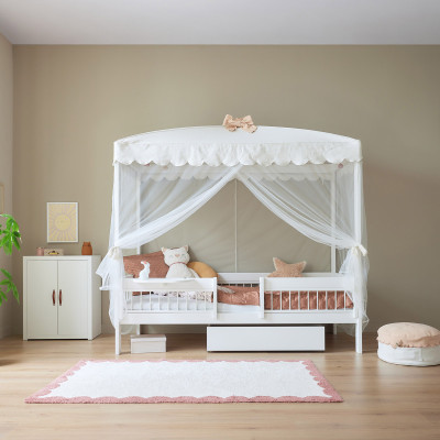 Lifetime Einzelbett mit Himmel Cat & Bow Canopy 90 x 200 mit Lattenrost Standard weiss
