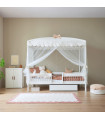 Lifetime Einzelbett mit Himmel Cat & Bow Canopy 90 x 200 mit Lattenrost Standard weiss