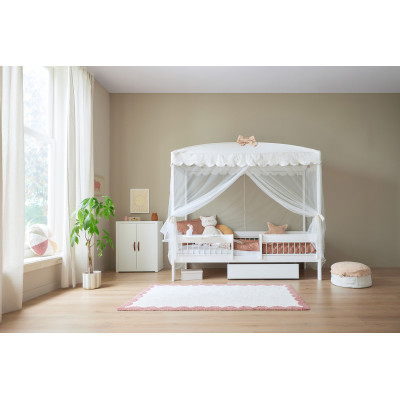 Lifetime Einzelbett mit Himmel Cat & Bow Canopy 90 x 200 mit Lattenrost Standard weiss