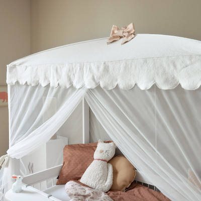 Lifetime Einzelbett mit Himmel Cat & Bow Canopy 90 x 200 mit Lattenrost Standard weiss