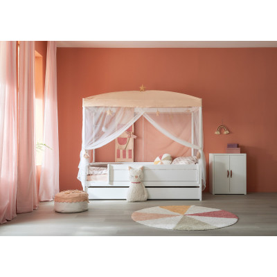 Lifetime Einzelbett mit Himmel Fairy Theatre 90 x 200 mit Lattenrost Standard weiss
