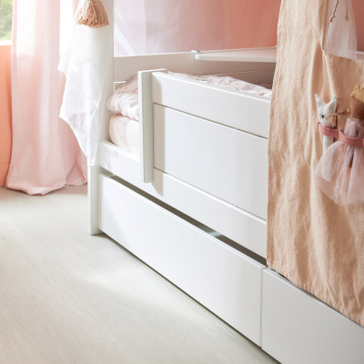 Lifetime Einzelbett mit Himmel Fairy Theatre 90 x 200 mit Lattenrost Standard weiss