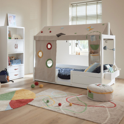 Letto singolo Lifetime 4 in 1 con baldacchino Olympic Dreams 90 x 200 con rete a doghe standard bianco