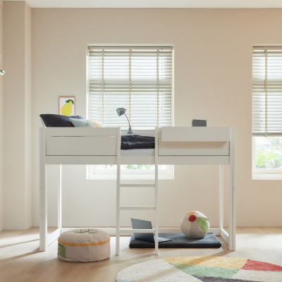 Lifetime 4-en-1 Lit simple avec ciel Olympic Dreams 90 x 200 cm, sommier à lattes Standard blanc