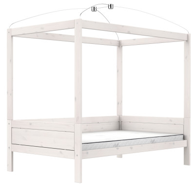 Lifetime Original Himmelbett 120 x 200 cm mit Premium Rollboden whitewash