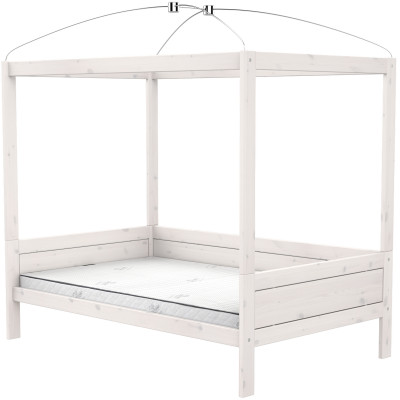Letto a baldacchino Lifetime Original 120 x 200 cm con rete a rotolo premium whitewash
