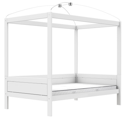 Lifetime Original Himmelbett 120 x 200 cm mit Premium Rollboden weiss