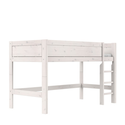 Lifetime Lit mezzanine mi-hauteur échelle droite avec sommier, whitewash