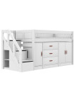 Lifetime All-In-One Mid-High Bed with Roll Base and Storage Space, white