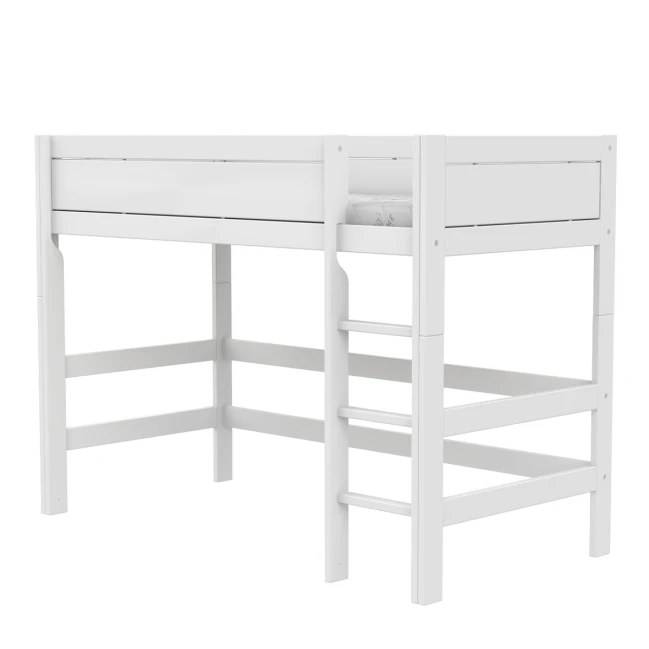 Lifetime Mittel Hochbett 152 cm mit Rollboden mit gerader Leiter weiss