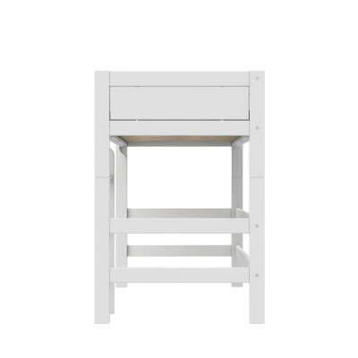 Lifetime Mittel Hochbett 152 cm mit Rollboden mit gerader Leiter weiss