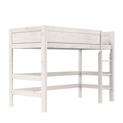 Lifetime Lit mezzanine 113 cm avec échelle droite et sommier Luxe, whitewash