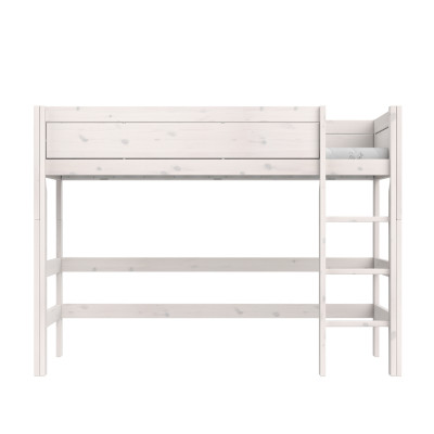 Letto medio-alto Lifetime da 152 cm con scala dritta e rete a doghe premium, whitewash