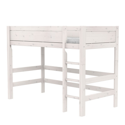 Letto medio-alto Lifetime da 152 cm con scala dritta e rete a doghe premium, whitewash