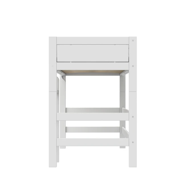 Lifetime Mittelhochbett 152cm mit gerader Leiter und Premium Lattenrost weiss