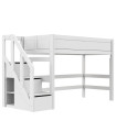 Lifetime Lit mezzanine 152 x 257 x 102 cm avec escalier step et sommier, blanc