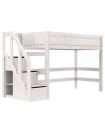 Lifetime Mittelhochbett 152 cm mit Treppe und Premium Lattenrost Whitewash