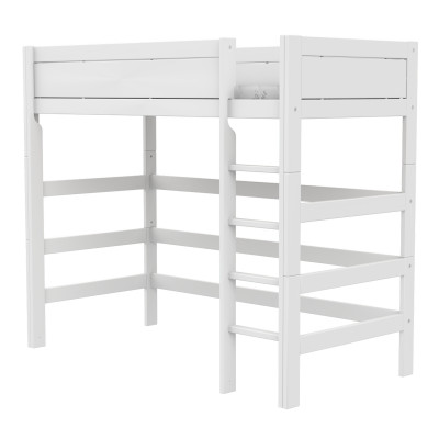 Lifetime High Bed 177 cm with straight ladder and standard slatted base, white
