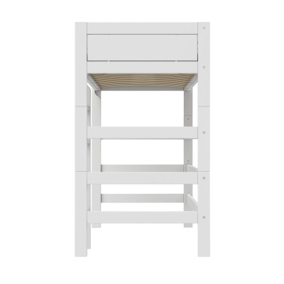Lifetime High Bed 177 cm with straight ladder and standard slatted base, white