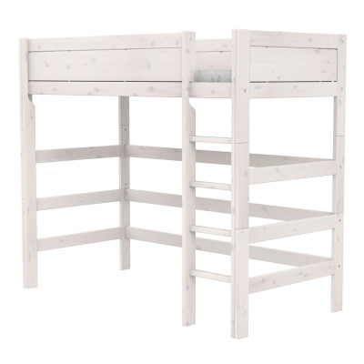 Letto a soppalco Lifetime 177 cm con scaletta dritta e rete a doghe premium, whitewash